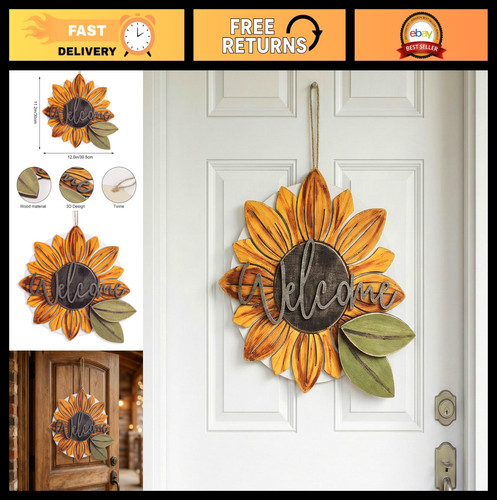 Sunflower wreath welcome - 3d,