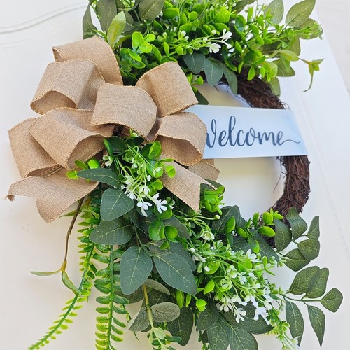 Welcome floral wreath 50cm - welcome, pvc
