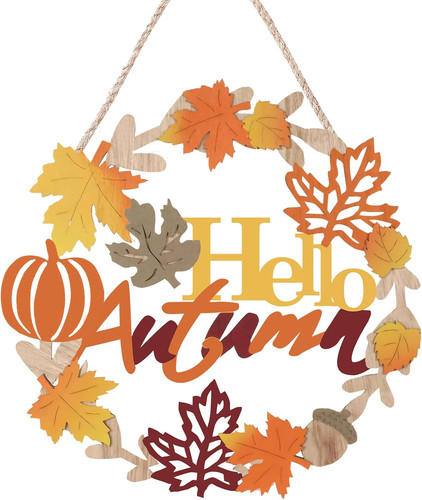 Welcome fall wooden wreath - fall,