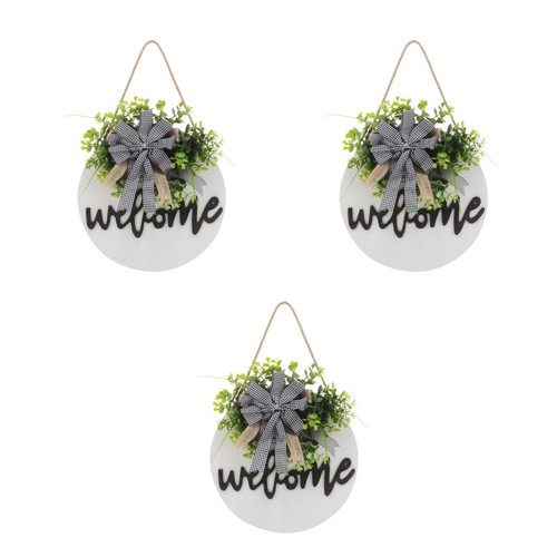 3pcs wooden welcome plaques - wooden,