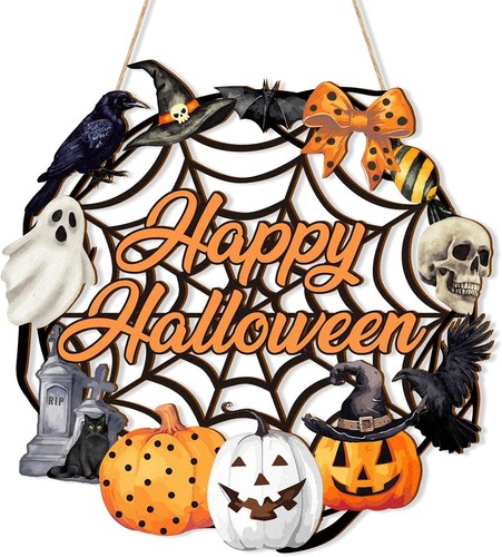 Halloween wooden door sign - door,