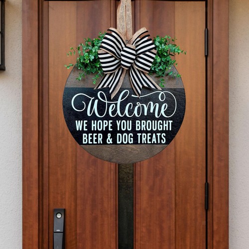 Seasonal welcome wreath sign - seasonal,