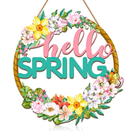 Wooden hello spring - spring, door